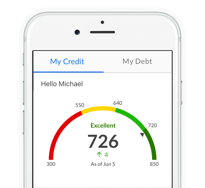 Smartphone with a credit score interface