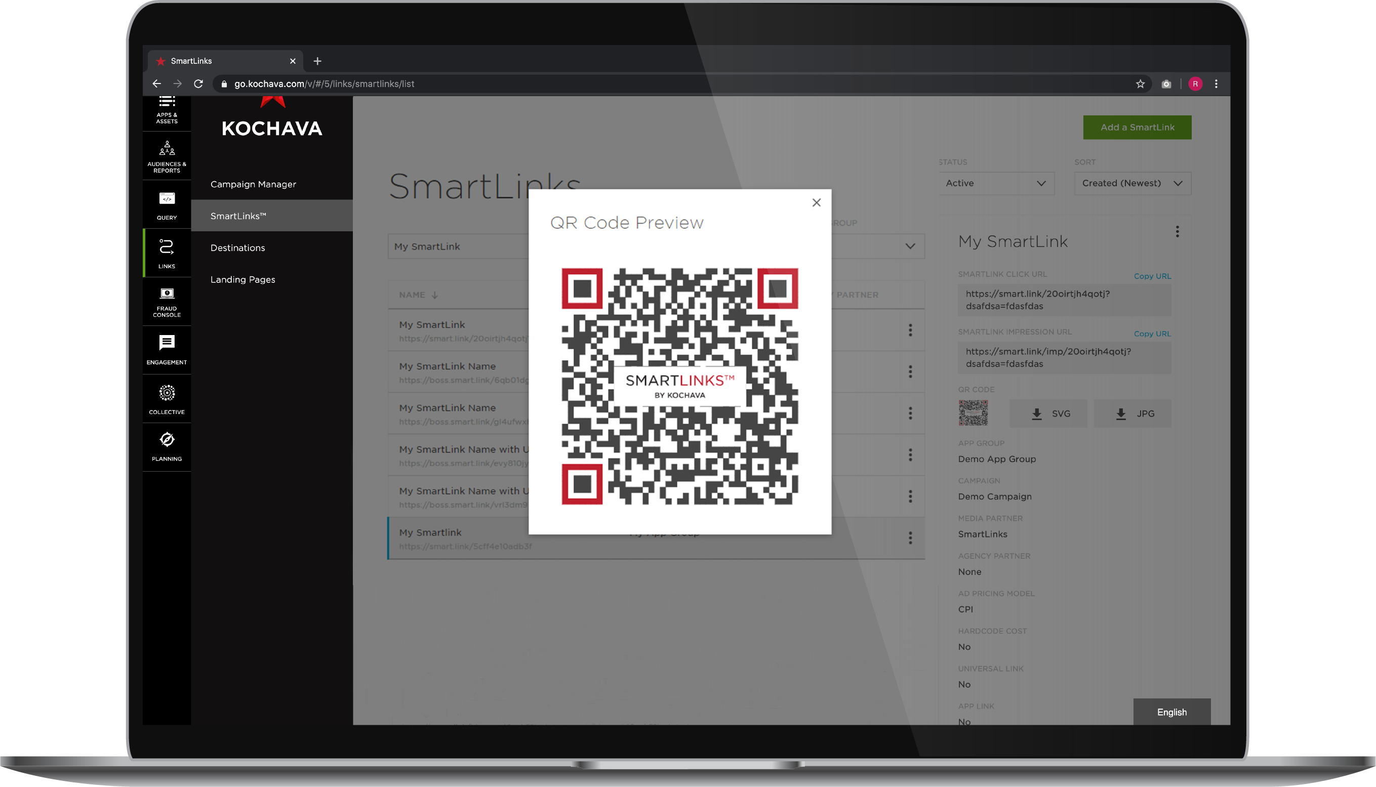 QR codes for deep linking