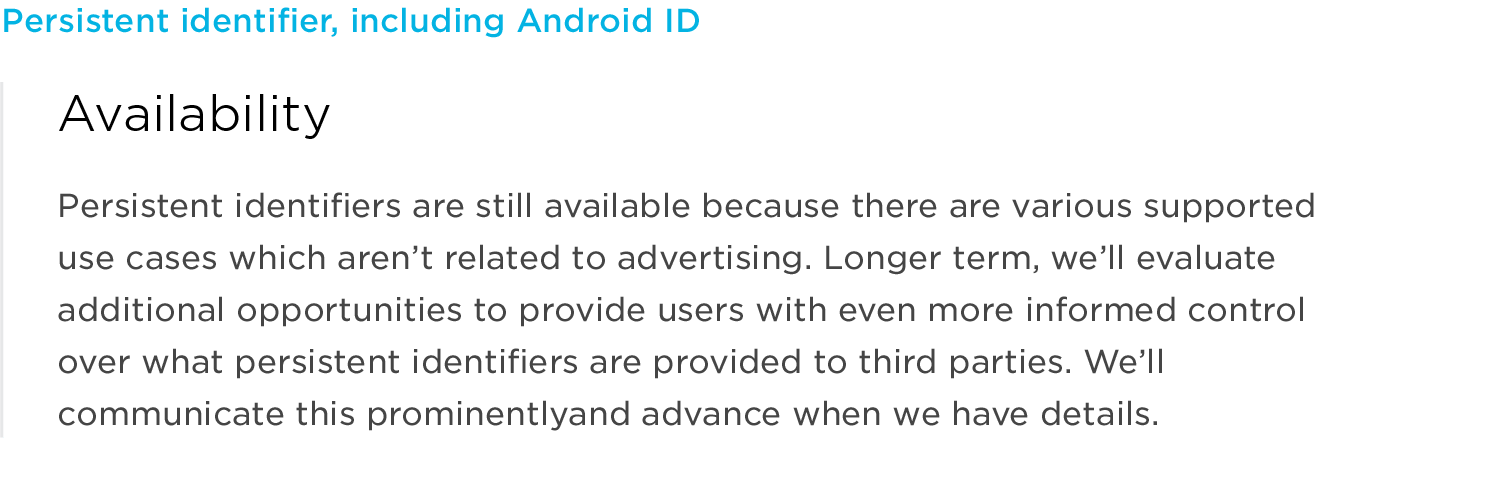Android persistent identifiers