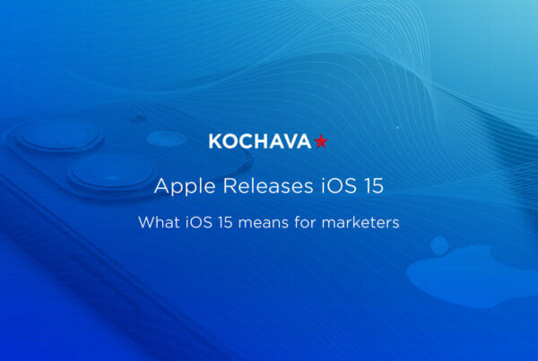 Apple'ReleaseofiOSExpectedSoon.Here'swhatiOS'sarrivalwillmeanformarketers.Kochavalogowithsmartphoneandbluebackground.