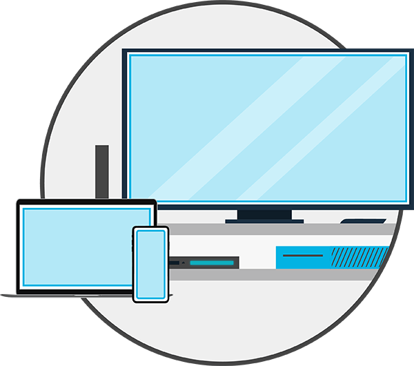 Illustration of TV, Laptop, and Smartphone\
