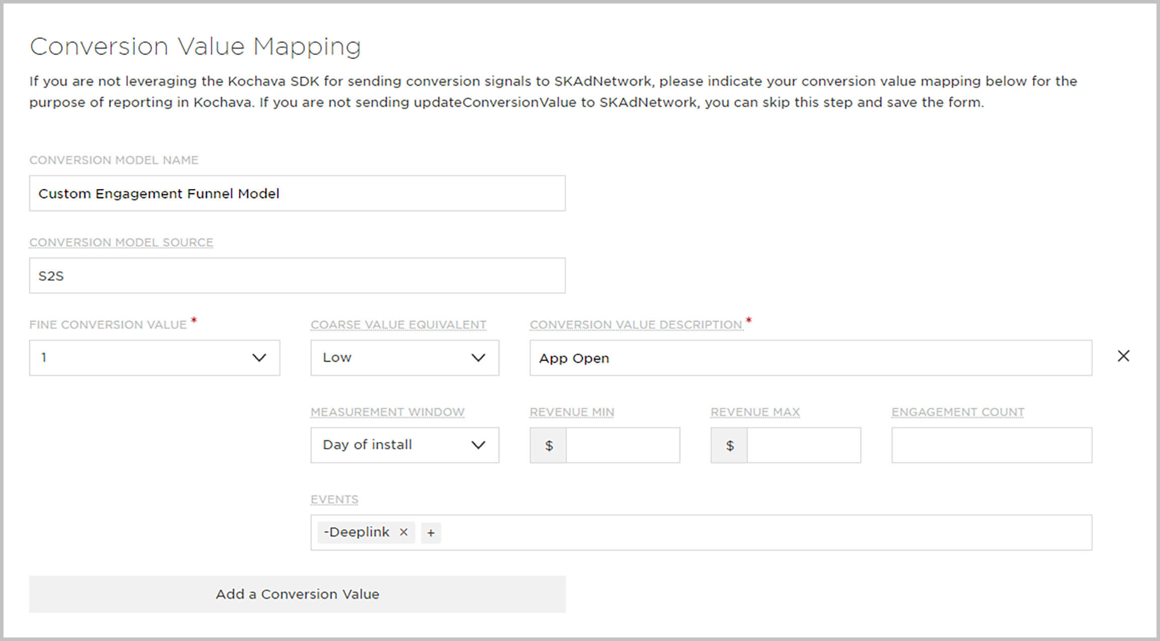 conversion value mapping dashboard example