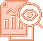 orange analytics paper with magnifying glass