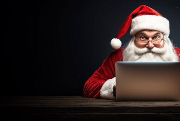Santa Claus with a laptop