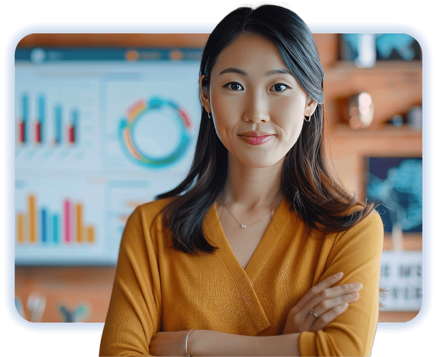 Woman standing in front of a presentation