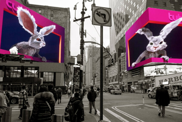 Digital out-of-home (DOOH) example of across-screen creative