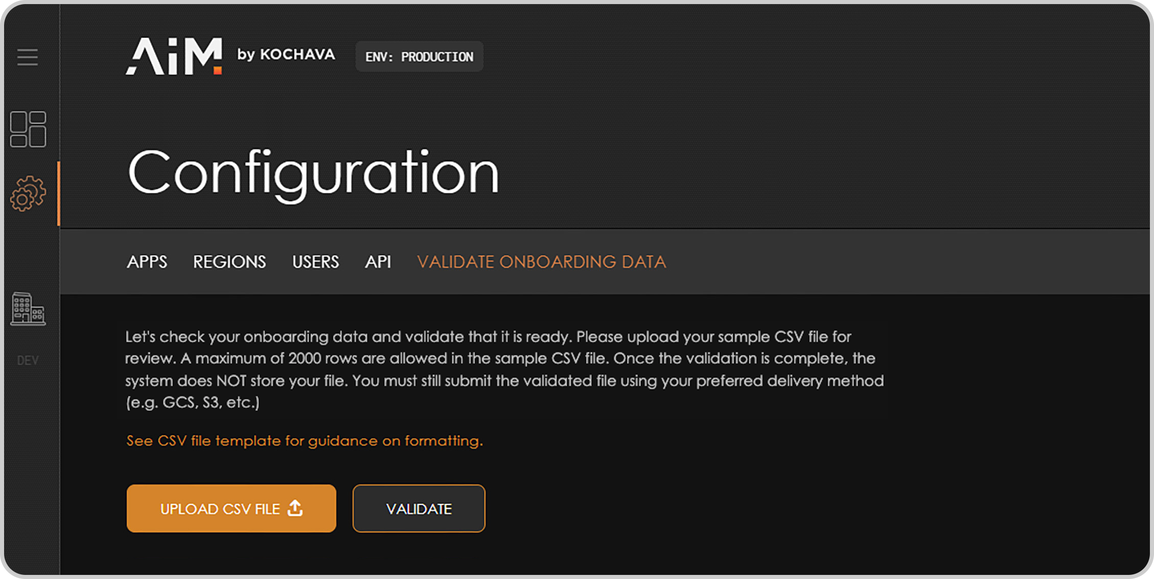MMM data validation tool in Kochava MMM dashboard