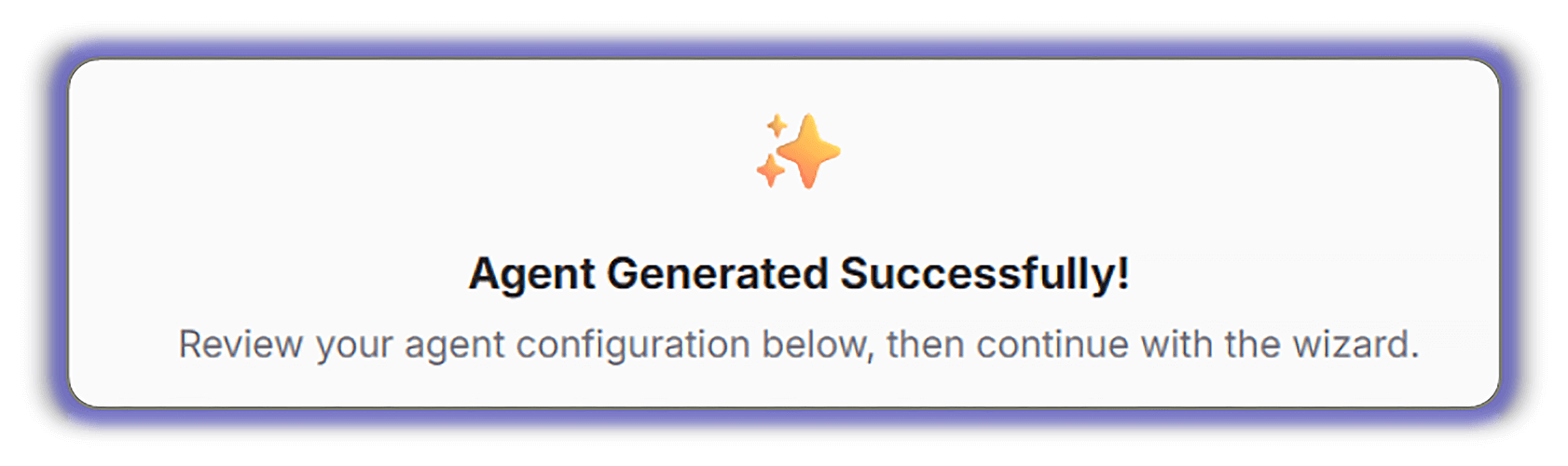 Agent generated successful message